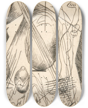 Triptych art skateboard deck of Rudolf Bauer Untitled_2 by Rudolf Bauer (1889-1953)