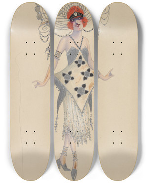 Triptych art skateboard deck of Will R Barnes Ladyinwaiting_10 by Will R Barnes (1939)