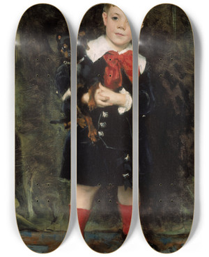 Triptych art skateboard deck of John Singer Sargent Robert De Cvrieux by John Singer Sargent (1856-1925)