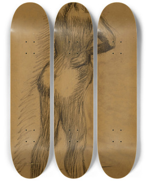 Triptych art skateboard deck of Edgar Degas Tude De Nu_1 by Edgar Degas (1834-1917)