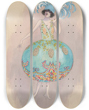 Triptych art skateboard deck of Will R Barnes Baloons by Will R Barnes (1939)