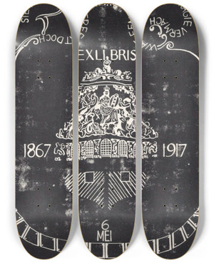 Triptych art skateboard deck of Carel Adolph Lion Cachet Ex Libris Van D Goedkoop_2 by Carel Adolph Lion Cachet (1864-1945)