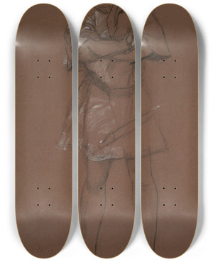 Triptych art skateboard deck of Edwin Austin Abbey Figure Study Man In Medieval Costume Possibly A Study For Hamlet by Edwin Austin Abbey (1852-1911)