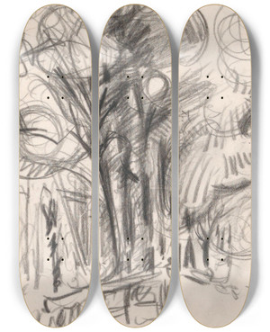 Triptych art skateboard deck of Jules Schmalzigaug Abstract Bouquet by Jules Schmalzigaug (1882-1917)