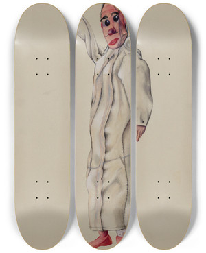 Triptych art skateboard deck of Elmer Weise Baby Hand Puppet by Elmer Weise