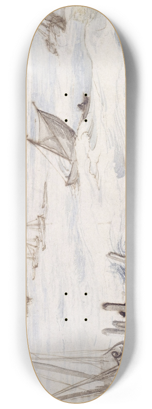 Jan Brueghel The Elder - Beach with sailboats and stormy sea 8.25 inch art skate deck