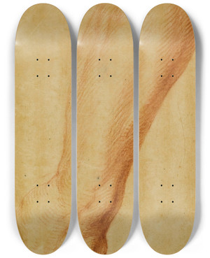 Triptych art skateboard deck of Bernard Baron Left Arm Of A Hunter by Bernard Baron (1696-1762)