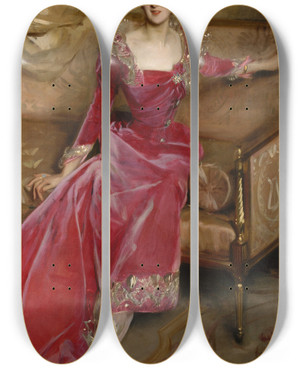 Triptych art skateboard deck of John Singer Sargent Mrs Hugh Hammersley by John Singer Sargent (1856-1925)