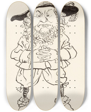 Triptych art skateboard deck of Arthur Rackham Rip Van Winkle by Arthur Rackham (1867-1939)