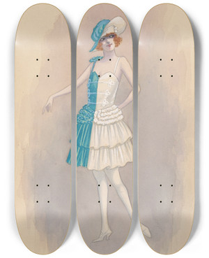 Triptych art skateboard deck of Will R Barnes Checkers by Will R Barnes (1939)