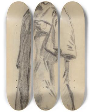 Triptych art skateboard deck of Douard Manet Man Wearing A Cloak Recto by douard Manet (1832-1883)