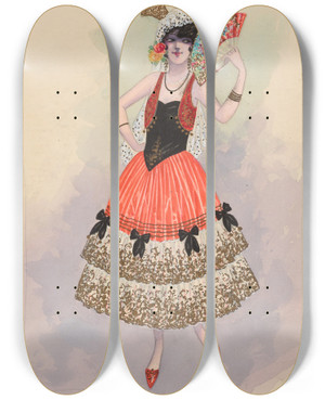 Triptych art skateboard deck of Will R Barnes Grand Opera 3 by Will R Barnes (1939)