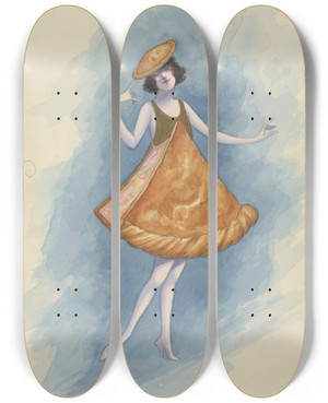 Triptych art skateboard deck of Will R Barnes Apple Pie by Will R Barnes (1939)