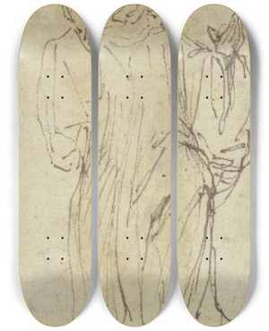 Triptych art skateboard deck of Francesco Vanni Kneeling Nun by Francesco Vanni (1563-1610)