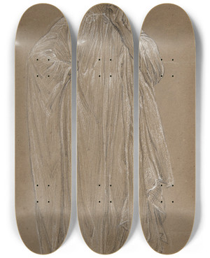 Triptych art skateboard deck of Albert Joseph Moore Draped Model by Albert Joseph Moore (1841-1893)