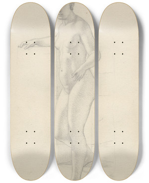 Triptych art skateboard deck of Christoffer Wilhelm Eckersberg Stende Kvindelig Model by Christoffer Wilhelm Eckersberg (1783-1853)