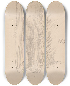Triptych art skateboard deck of James Abbott Mcneill Whistler Model Draping by James Abbott Mcneill Whistler (1834-1903)
