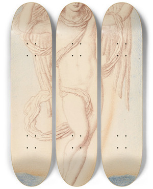 Triptych art skateboard deck of Simeon Solomon Love_1 by Simeon Solomon (1840-1905)