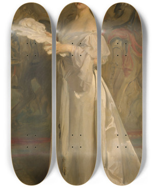 Triptych art skateboard deck of John Singer Sargent Ada Rehan by John Singer Sargent (1856-1925)