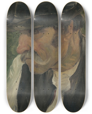 Triptych art skateboard deck of Jozef Hanula Old by Jozef Hanula (1863-1944)