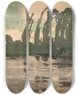 Triptych art skateboard deck of Jan Stanislawski Topole by Jan Stanislawski (1860-1907)