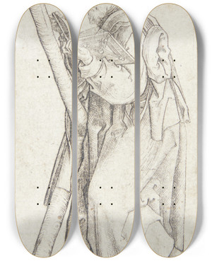 Triptych art skateboard deck of Martin Schongauer Apostlen Andreas by Martin Schongauer (1435-1491)