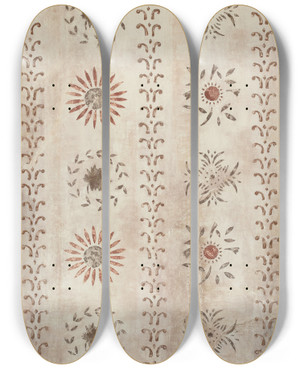 Triptych art skateboard deck of Mildred E Bent Stencilled Wall_4 by Mildred E Bent
