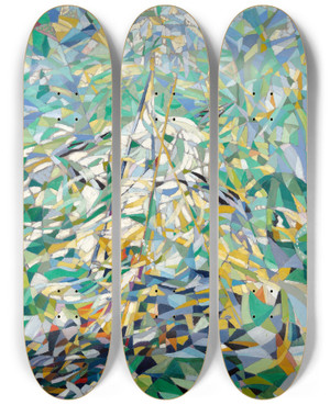 Triptych art skateboard deck of Joseph Stella Spring Theprocession by Joseph Stella (1877-1946)