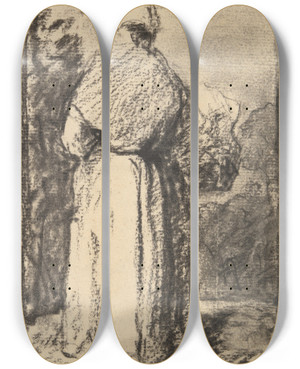 Triptych art skateboard deck of Harald Reiterer Peasant Woman Seen Frombehind by Harald Reiterer (19-)