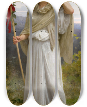 Triptych art skateboard deck of William Bouguereau Prtresse De Bacchus by William Bouguereau (1825-1905)
