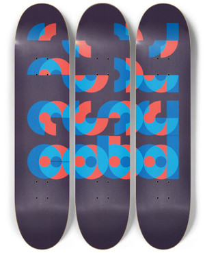 Triptych art skateboard deck of Dietmar Winkler Cobol by Dietmar Winkler (1938)