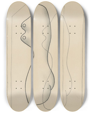 Triptych art skateboard deck of Mikul Galanda Shadow by Mikulas Galanda (1895-1938)