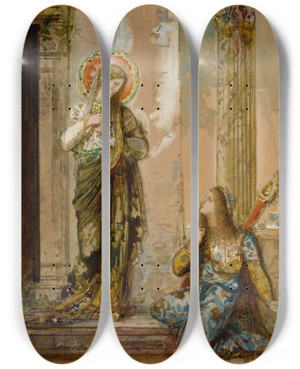 Triptych art skateboard deck of Gustave Moreau La Sainte Et Le Pote by Gustave Moreau (1826-1898)