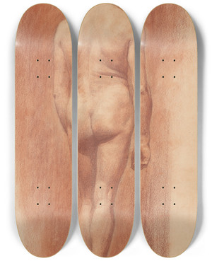 Triptych art skateboard deck of Jozef Hanula Model by Jozef Hanula (1863-1944)
