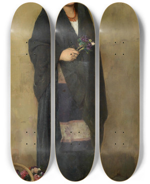 Triptych art skateboard deck of Gustaveclaudeetienne Courtois Das Blumenmdchen by Gustave-Claude-Etienne Courtois (1853-1923)