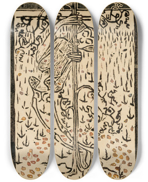 Triptych art skateboard deck of Hugo Simberg Autumn Ii_2 by Hugo Simberg (1873-1917)