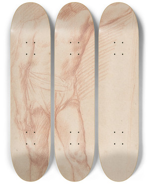 Triptych art skateboard deck of Alphonse Legros Study Of A Figure_1 by Alphonse Legros (1837-1911)
