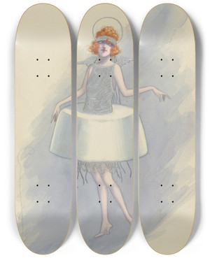 Triptych art skateboard deck of Will R Barnes Angel Cake by Will R Barnes (1939)