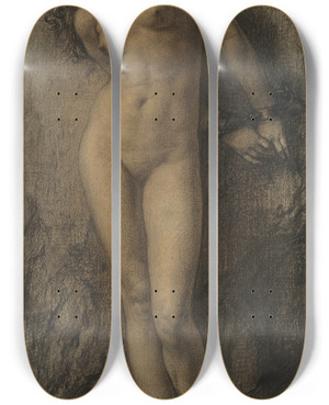 Triptych art skateboard deck of Edward John Poynter Andromeda_1 by Edward John Poynter (1836-1919)
