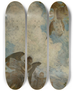 Triptych art skateboard deck of Henry Lerolle Gnie Des Lettres by Henry Lerolle (1848-1929)
