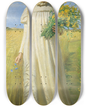 Triptych art skateboard deck of Michael Ancher Anna Ancher Returning From The Field by Michael Ancher (1849-1927)