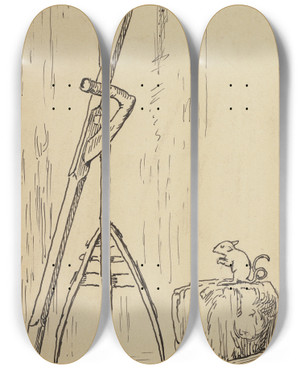 Triptych art skateboard deck of Hans Thoma Sense by Hans Thoma (1839-1924)