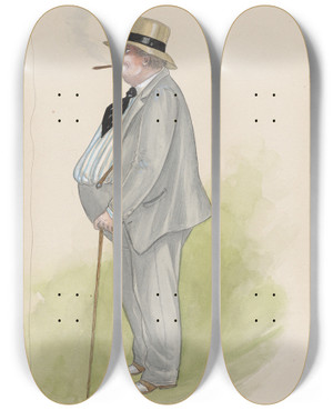Triptych art skateboard deck of Will R Barnes The Doctor by Will R Barnes (1939)