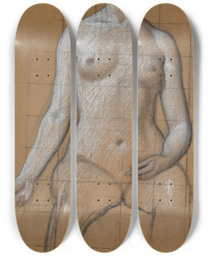 Triptych art skateboard deck of Herbert James Draper Study For Song by Herbert James Draper (1864-1920)
