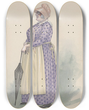 Triptych art skateboard deck of Will R Barnes Granny by Will R Barnes (1939)