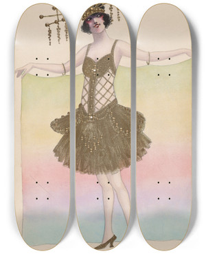 Triptych art skateboard deck of Will R Barnes No 1 Rainbow by Will R Barnes (1939)