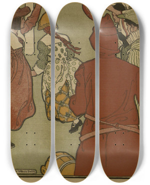 Triptych art skateboard deck of Jessie Willcox Smith May by Jessie Willcox Smith (1863-1935)