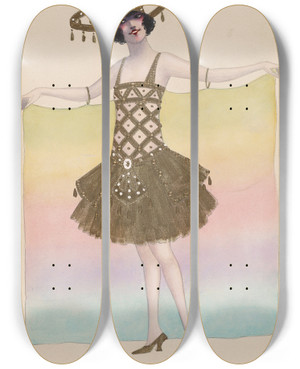Triptych art skateboard deck of Will R Barnes No 2 Rainbow by Will R Barnes (1939)