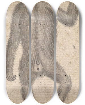 Triptych art skateboard deck of Richard Brookes Monkey_2 by Richard Brookes (1721-1763)