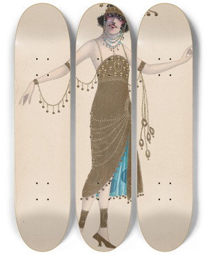 Triptych art skateboard deck of Will R Barnes Untitled_7 by Will R Barnes (1939)